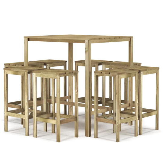 Brayden Studio 9 Piece Garden Bar Set Impregnated Pinewood