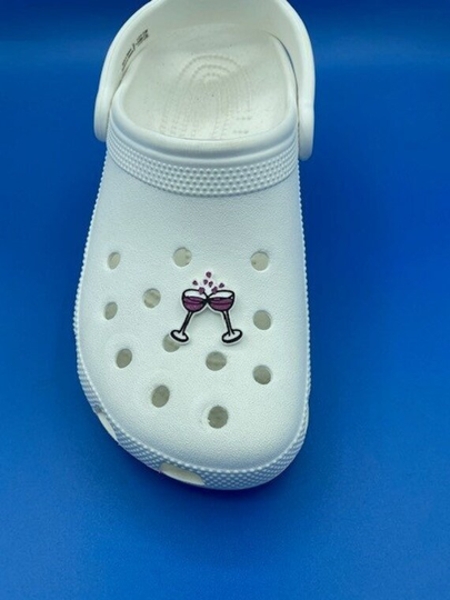 Toasting Wine Glasses Clog Charms