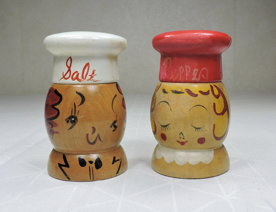 Vintage Wooden Salt & Pepper Shakers