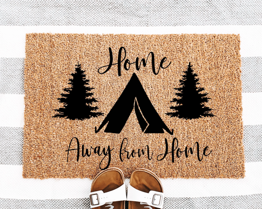 Camping Coir Doormat | Tent Natural Front Porch Decor Door