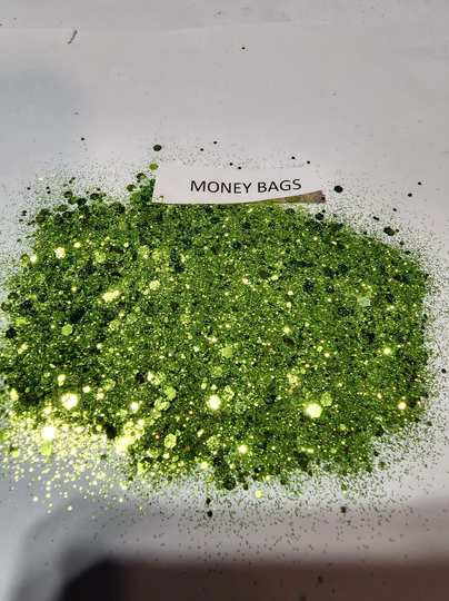 Money Bags Green Glitter Mix