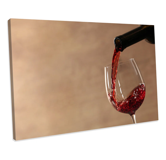 Red Wine Glass and Bottle Bar Drinks - Wrapped Canvas Photograph