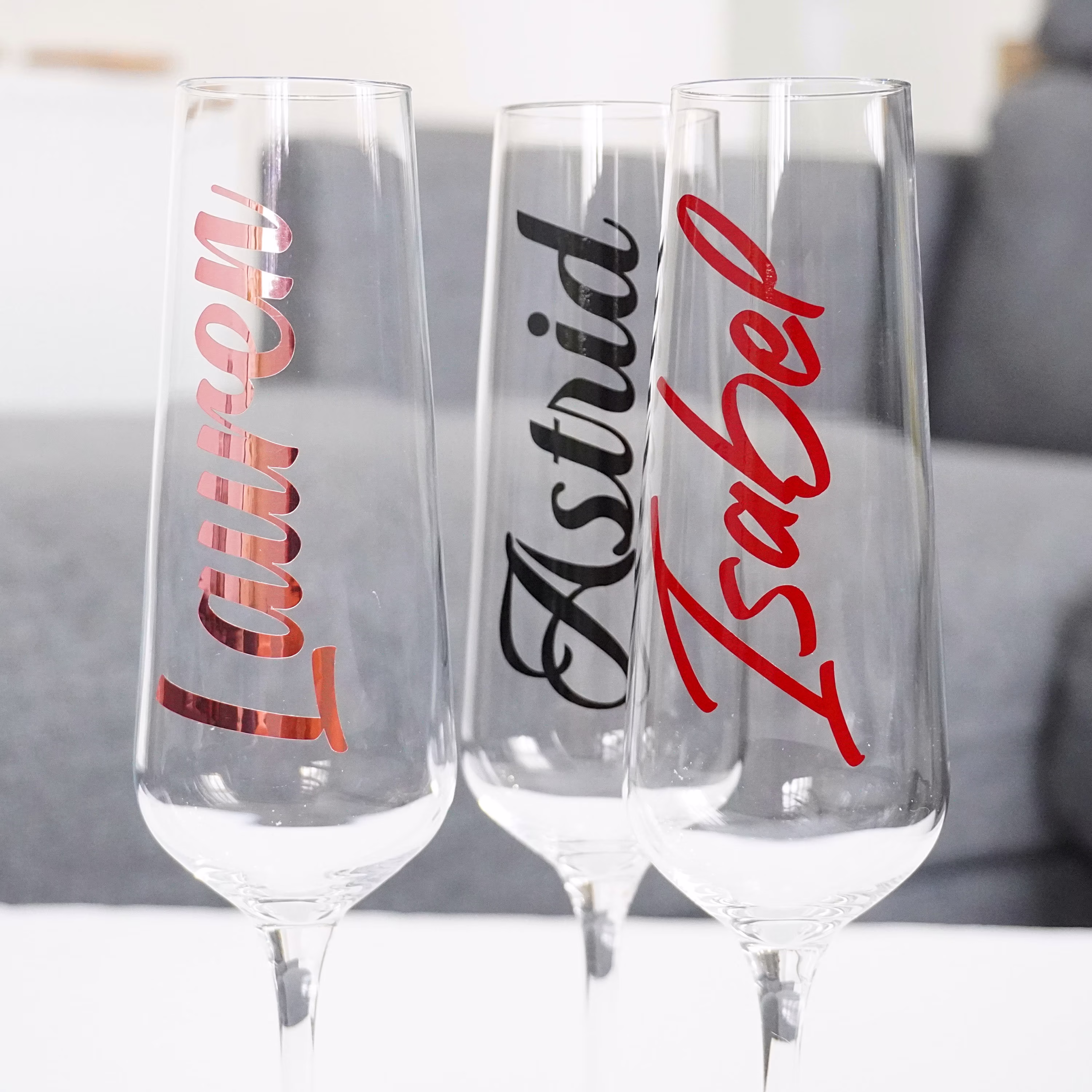 Champagne Flute Name Stickers, Vinyl Decals, Wedding Decor, Bachelorette Party, Glass Handwritten, Gift Box Decals