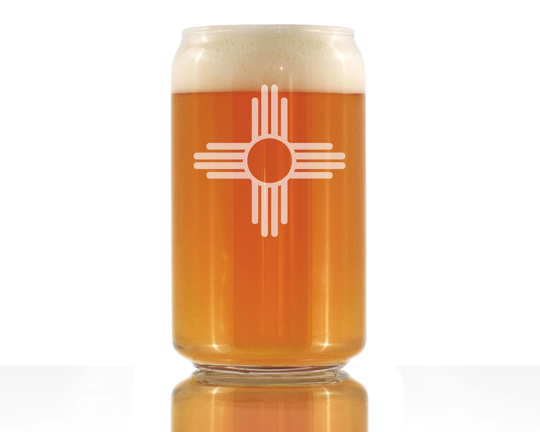 New Mexico Flag - Cute State Beer Can Pint Glass, Large 16 Ounce Size, Etched Sayings, Gift For Mexicans