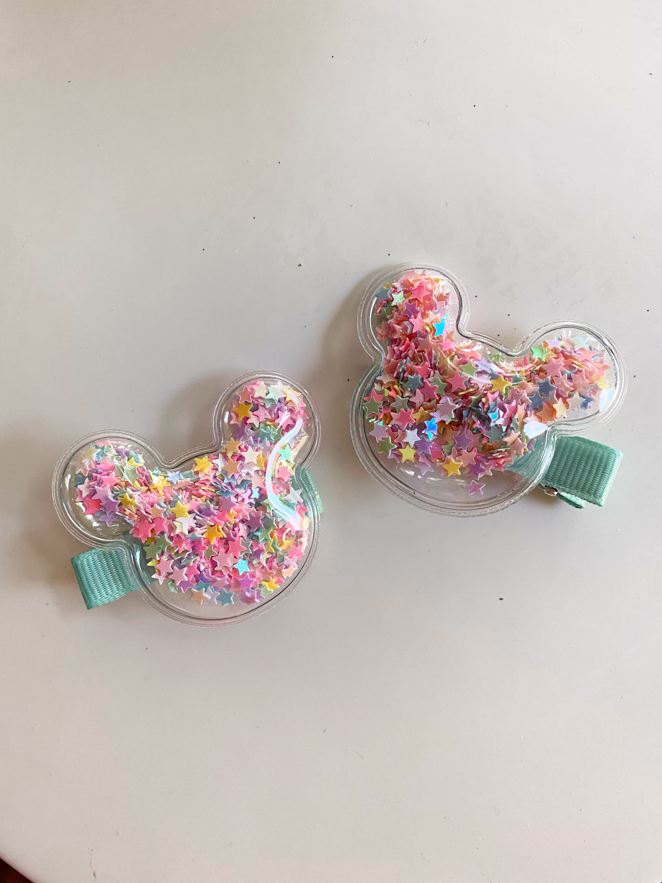 Cute Mickey Inspired Barrette - Light Weight Star Shaker Mint Pink Hair Accessories -Little Girl