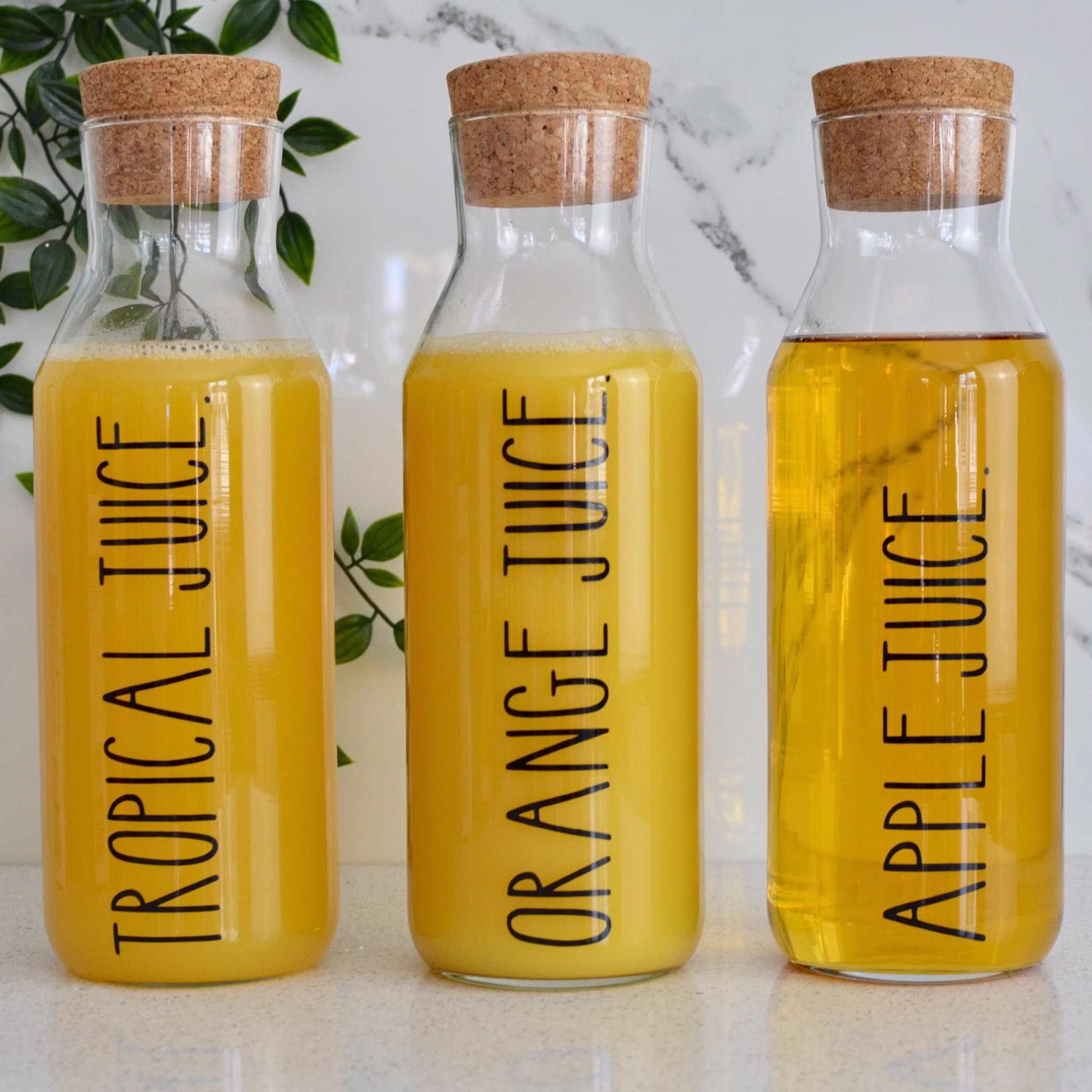 1L Glass Carafe Juice Milk Bottle With Personalised Waterproof Label Fridge Organisation Labels Pantry Food Storage