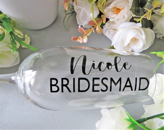 Personalised Bridesmaid Glasses | Prosecco Glass Hen Night Champagne Flute With Name Gift