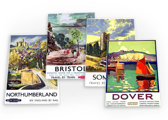England Vintage Travel 4 X Fridge Magnets | A