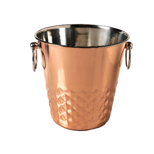 Champagne Bucket in Stainless Steel Copper Finish Tarnish Resistant Elegant Modern Design Wine Chiller Cooler 20x20 cm