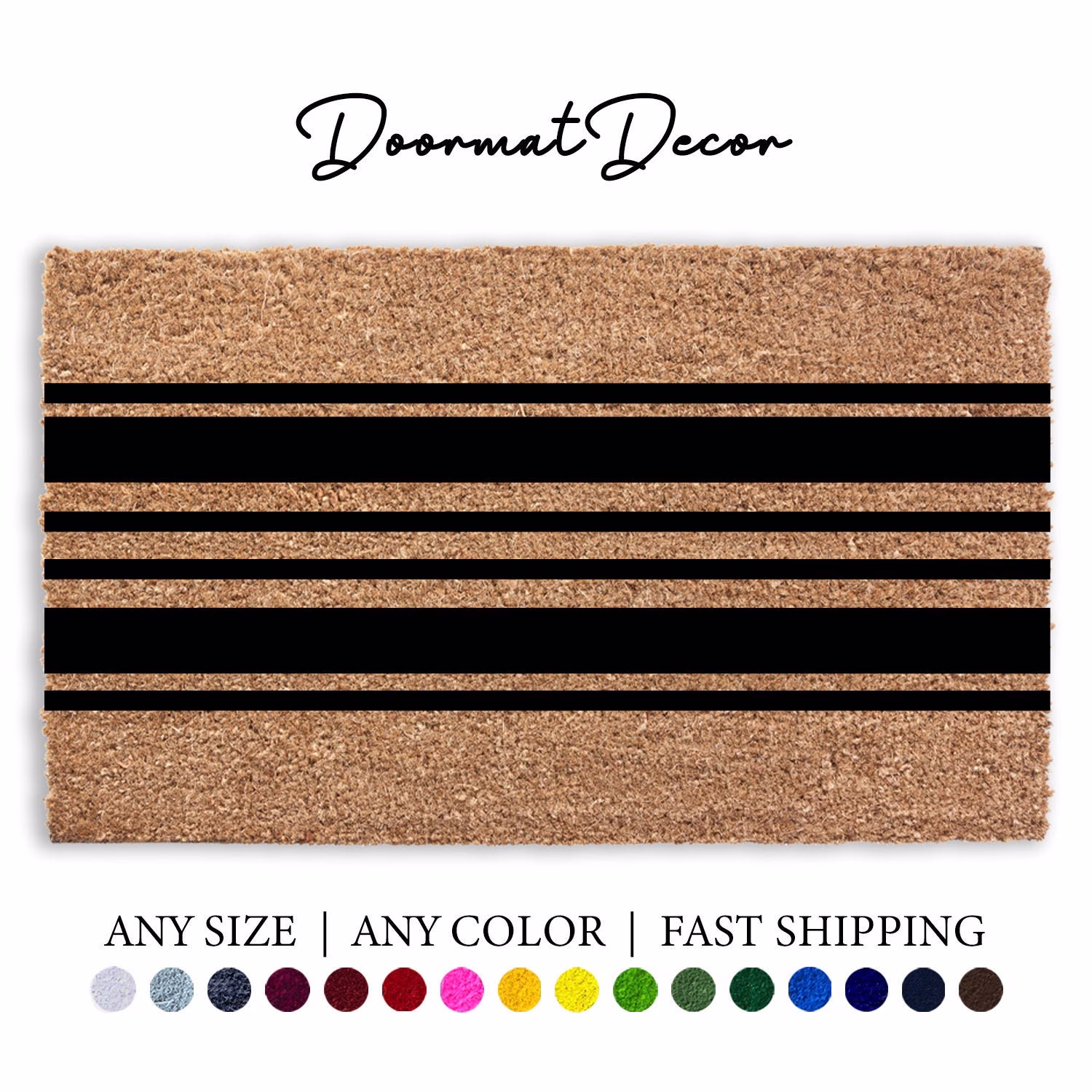 Vintage Stripe Doormat, Flocked Coir Door Mat, Outdoor Welcome Porch Patio Rug Summer Rug, Custom Personalized Gift