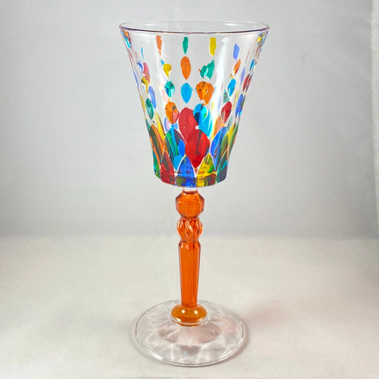 Orange Stem Marilyn Venetian Glass Wine - Handmade in Italy, Colorful Murano