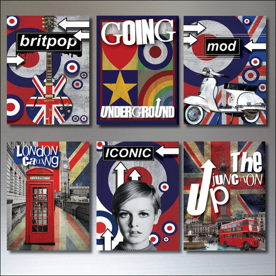 6 Pop Culture Fridge Magnets Mod Retro Punk Rocker Vintage Music