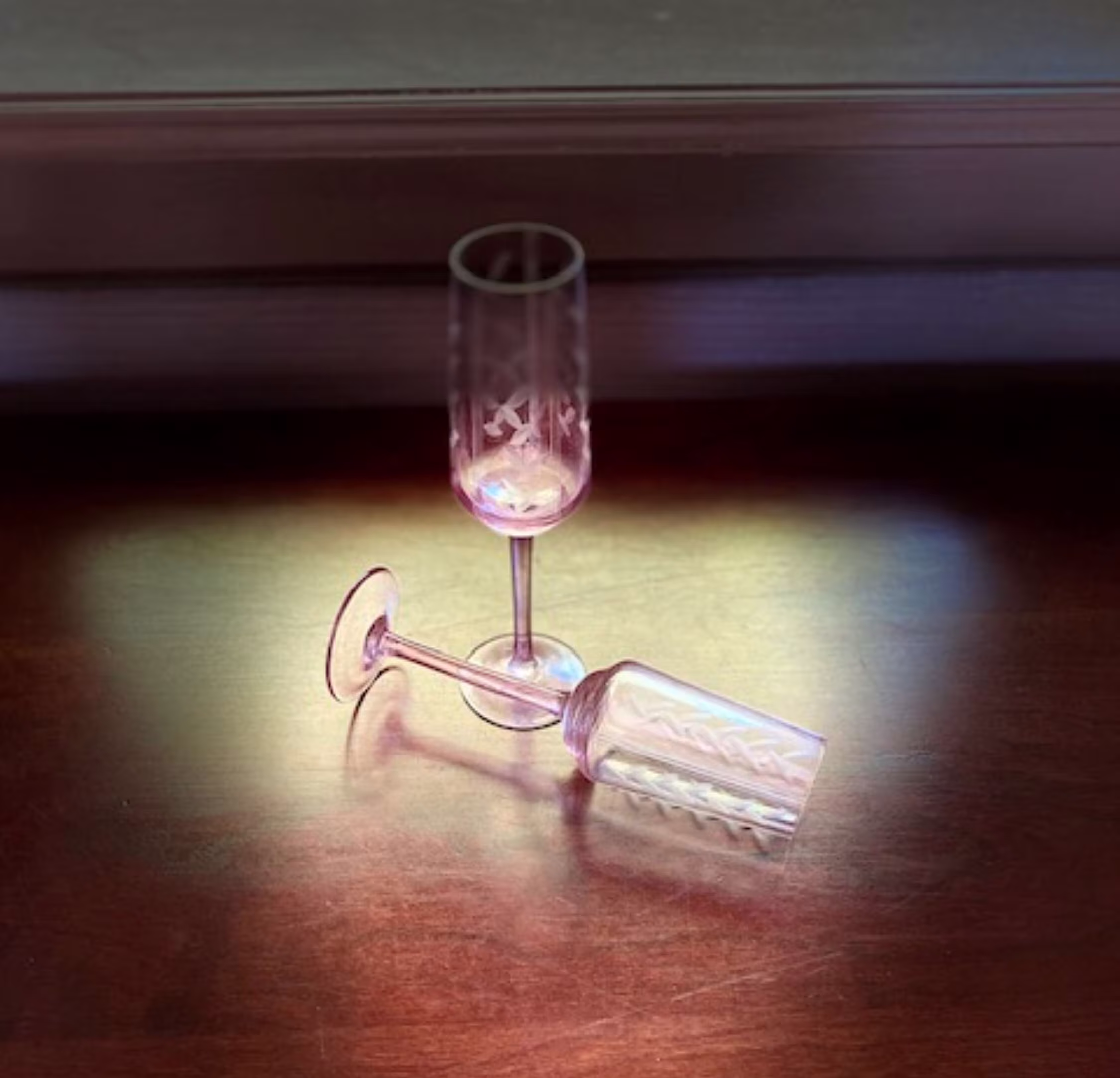 Set Of 6 French Fluted Wine Glasses
