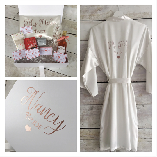 Personalised Gift For Brides Satin Robe Champagne Glass Wedding Bridesmaid Maid Of Honour