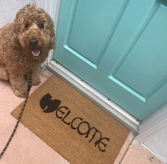 Welcome Wu Tang Doormat, Flocked Coir Outdoor Mat, Personalized Door Custom Housewarming Client Gift