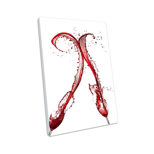Red Wine Glasses Splash Drinks Kitche - Wrapped Canvas Photograph