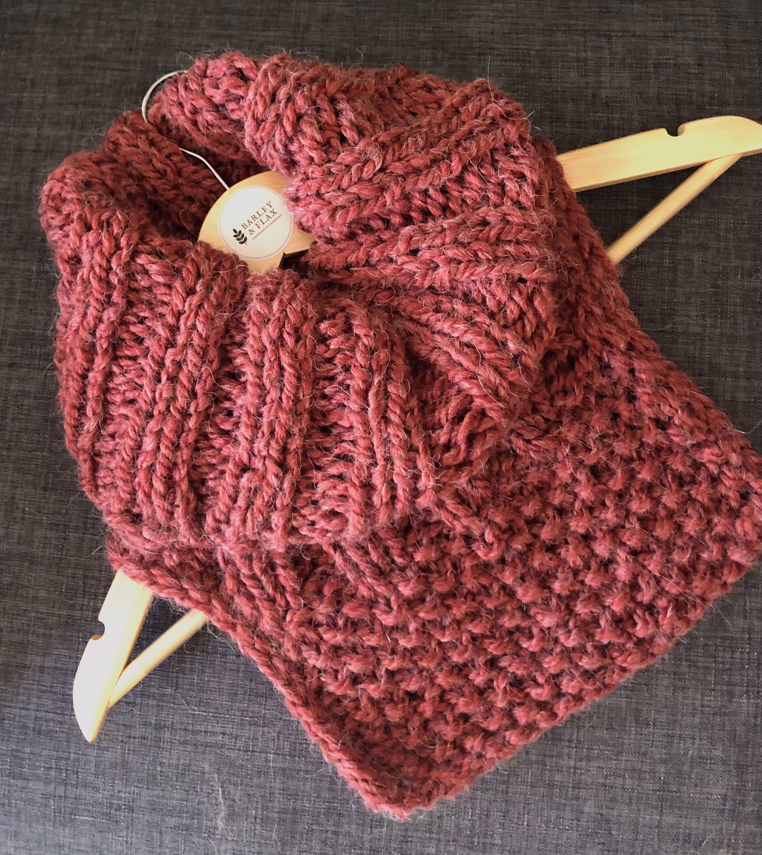 Rust Tweed Chunky Knit Cowl Dickie Folded Turtleneck Neck Warmer Alpaca Blend Slipover