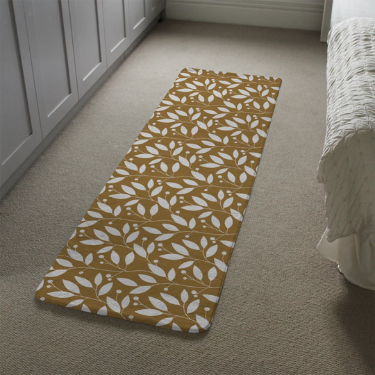 Manfredi Leaves Designer Shaggy Brown/White Rug