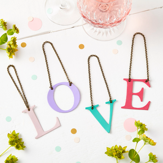 Pastel Initial Bottle Tag - Wedding Favours Initials Favors
