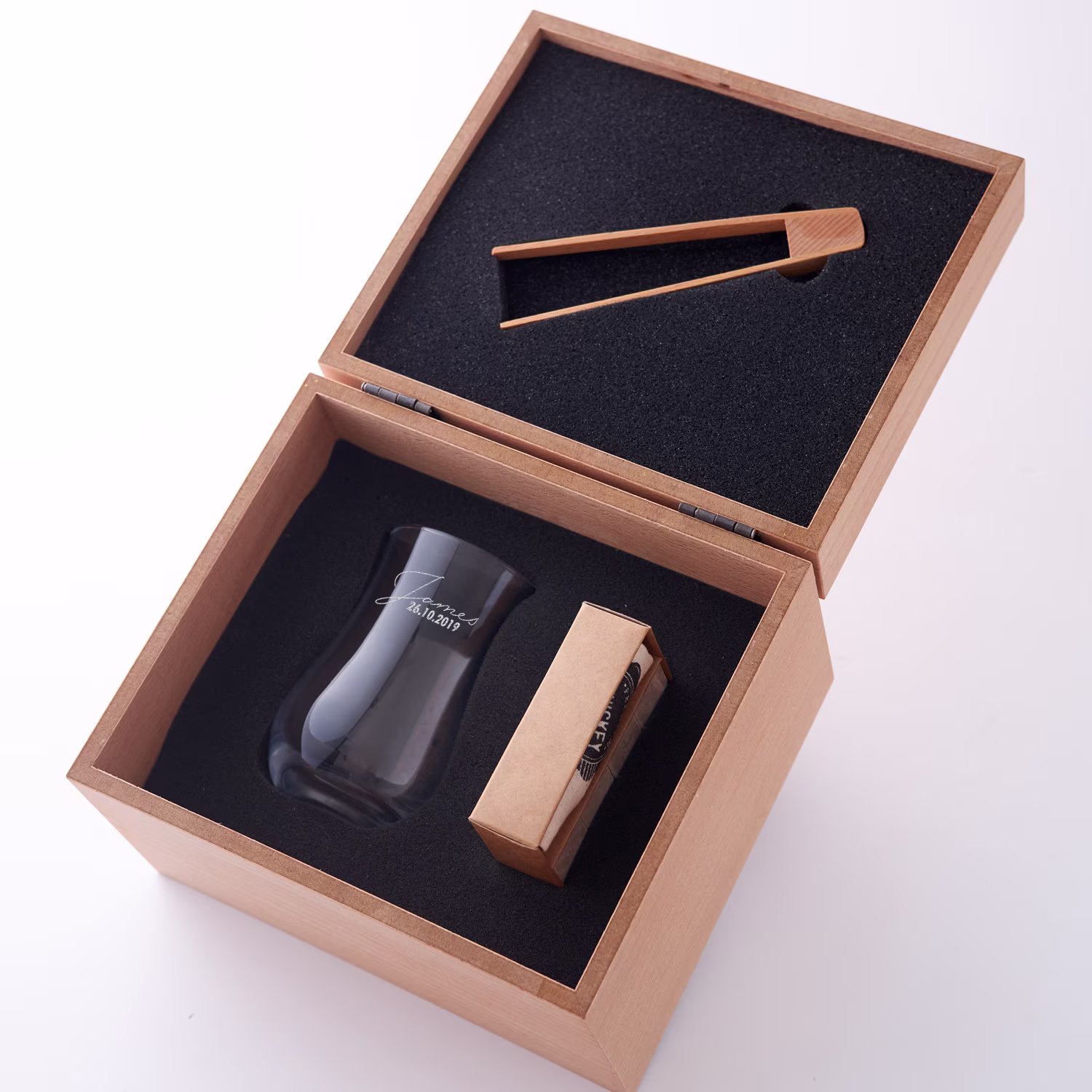 Whiskey Set As Gift For Dad. Bourbon Glass Fathers Day. Personalized Whisky With Stones & Custom Wood Box