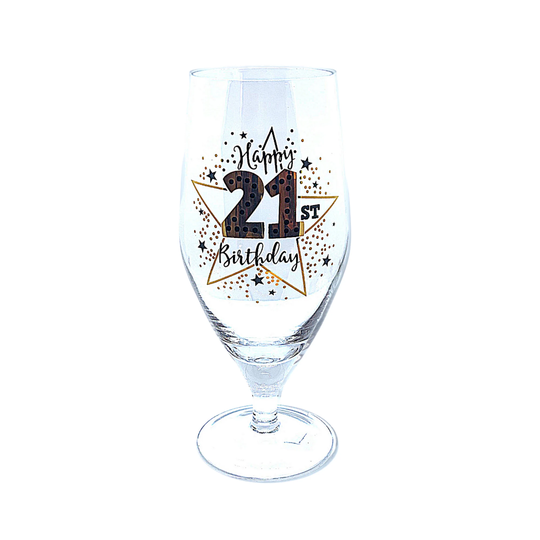 Chin 21St Birthday Gold Star Beer Glass