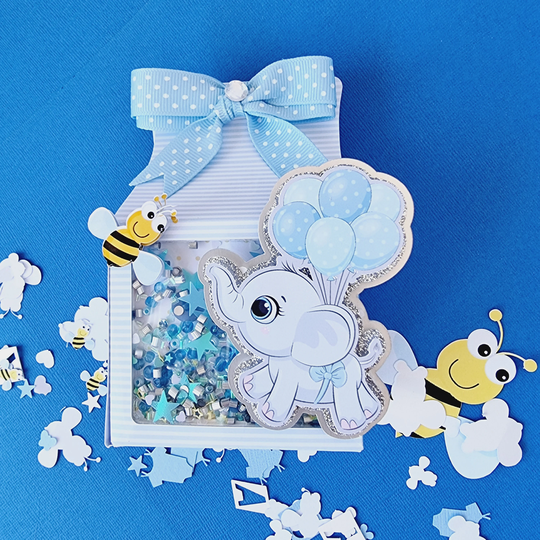 Baby Shower Blue/Pink Elephant Shaker Treat Box