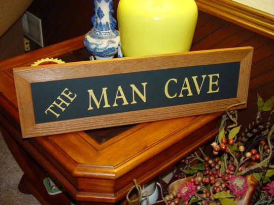 Free Shipping Large Custom Lettered Solid Cedar Wood Framed The Man Cave Sign Oak Finish Country Rustic Panoramic Banner Display