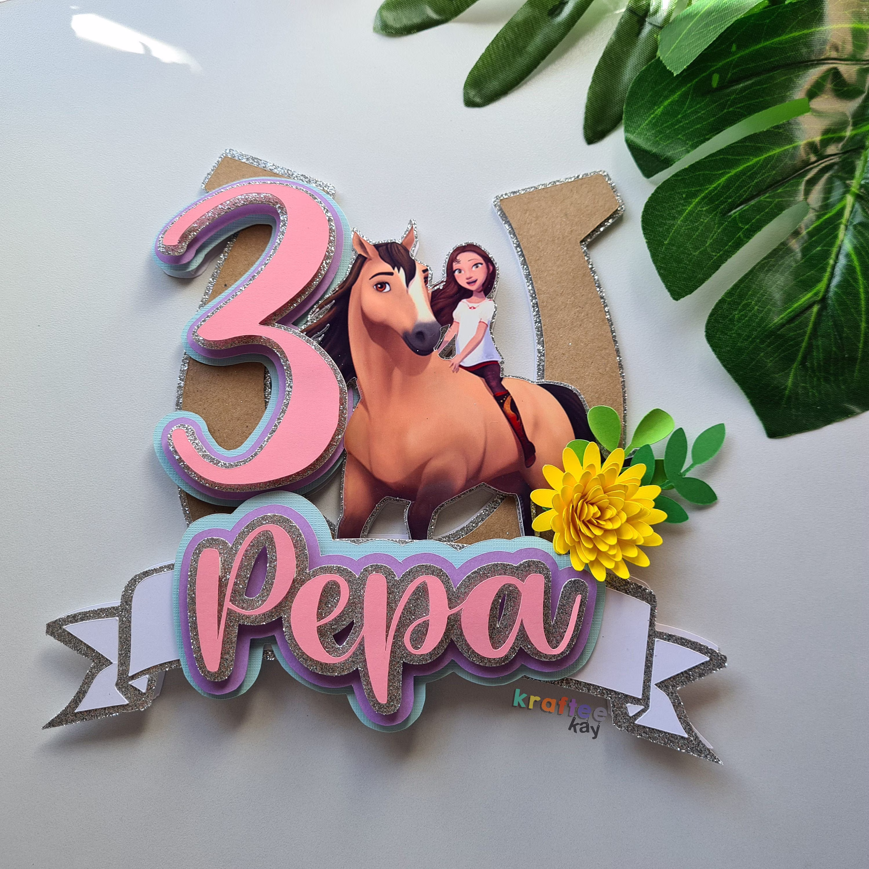 Custom Spirit Cake Topper, Birthday Personalize Age & Name, Girl Party