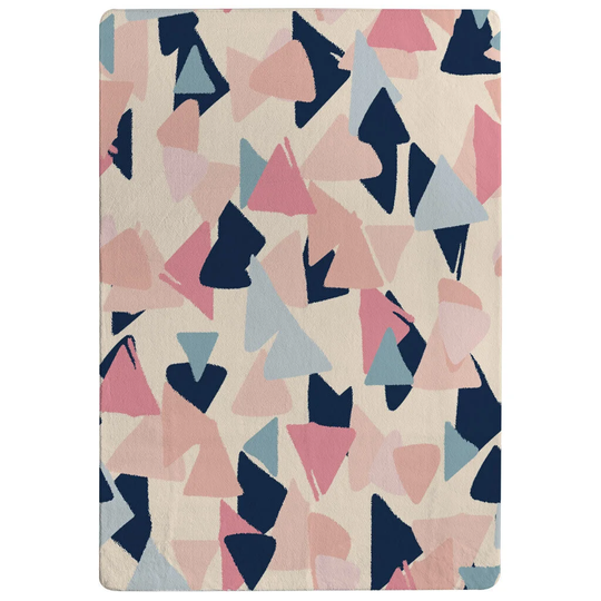 Gordon Pastel Coloured Triangles Designer Shaggy Coral/Blue Rug