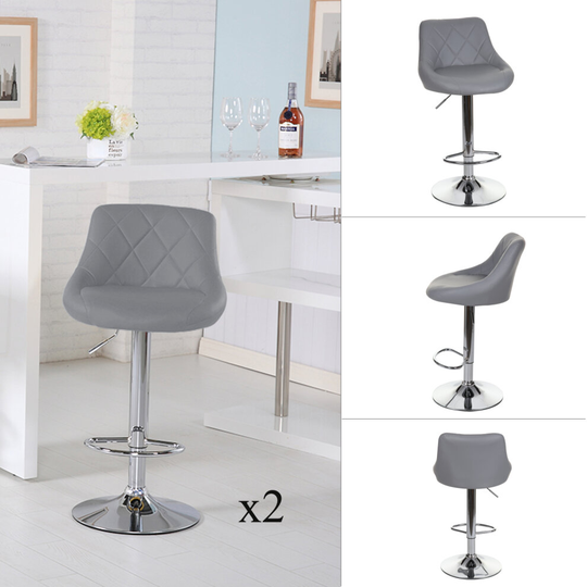 2 x Leather Gas Lift Faux Bar Stools Home Kitchen Breakfast Bar