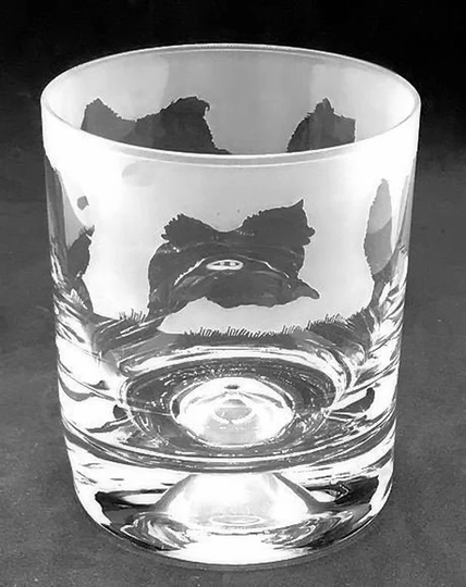 30Cl Glass Whisky Tumbler With Pomeranian Frieze Design