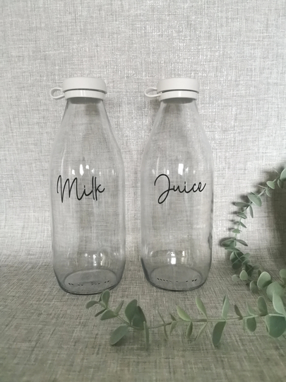 Retro Milk Bottles | Juice Glass Fridge Bottles Personalised Bottle Silicone Lid Pantry Washing Liquid Kitchen Organisation
