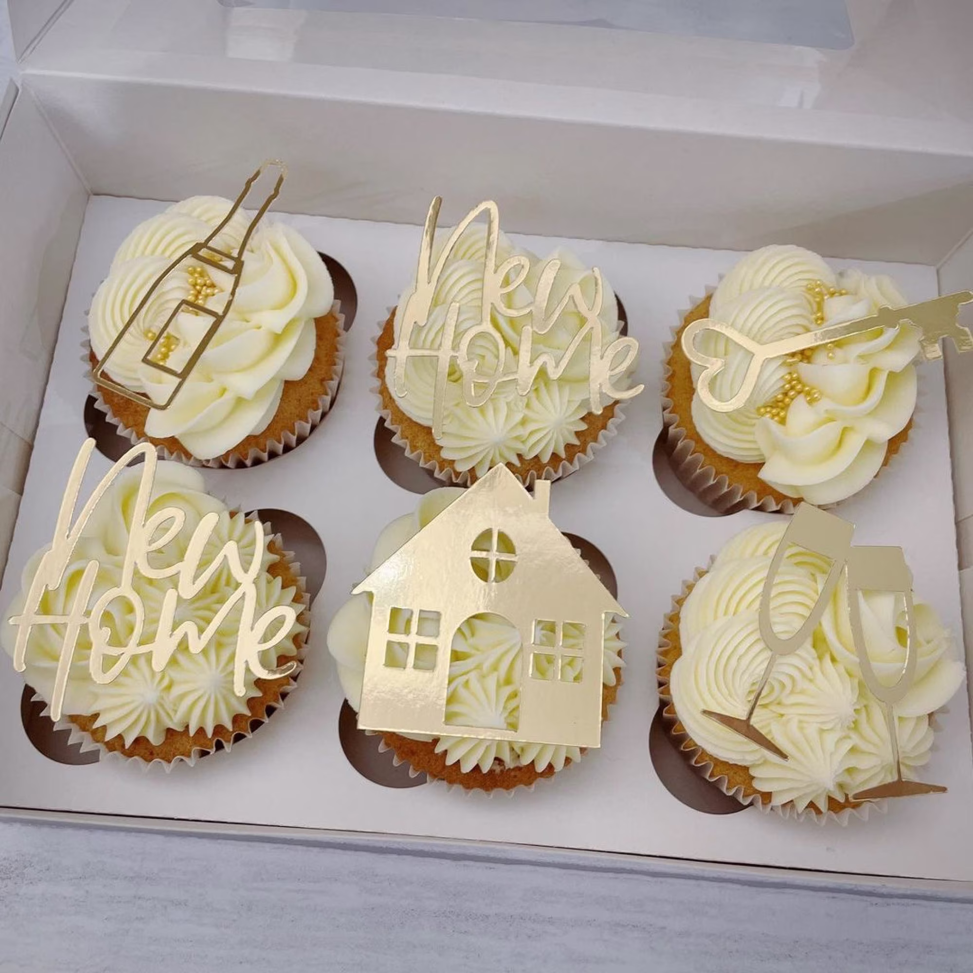 New Home Cupcake Topper Charms in Mirror Card - Bundle Of 6