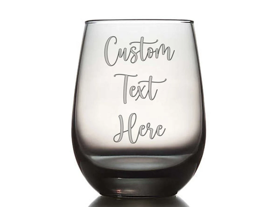 Custom Black Tint Glass Cup Name/Word | Personalized Gift Wedding Anniversary Stemless Wine Birthday