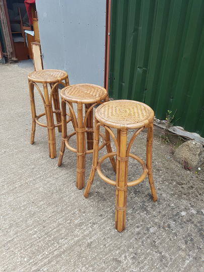 stools Round Bamboo Sold Individually Rattan Seat Foot Rest Vintage Bohemian