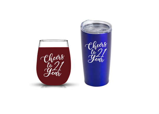 Birthday Party Decals, Cheers To Years Personalized Wine Glasses
