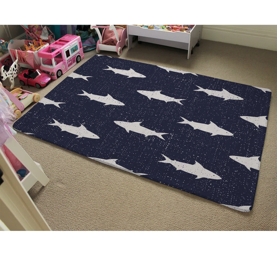 Reynolds Fish Shaggy Dark Navy/White Rug