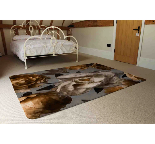 Morris Flower Shaggy Gold/Grey Rug