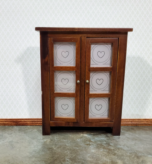 Dollhouse Pie Safe Fridge Dark Walnut Finish 112 Scale Miniature Wood Furniture Miniatures