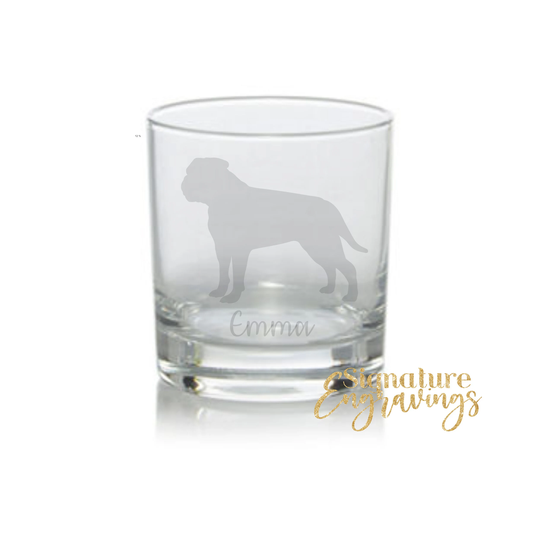 Personalised Bullmastiff Engraved Whisky Glass, Gift, Dog Gift, Owner, Glass
