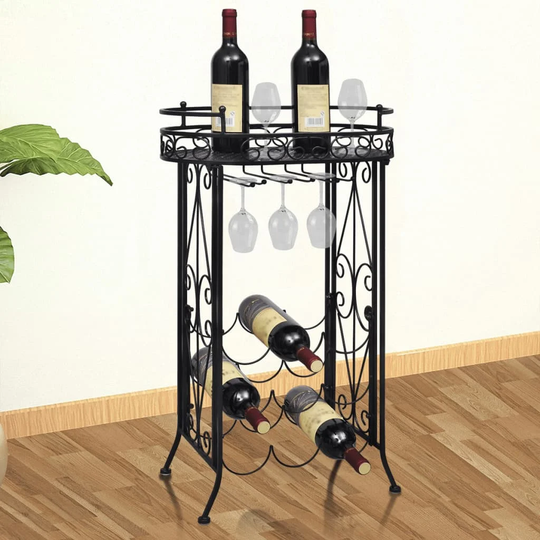 Dranesville 9 Bottle Floor Wine Bottle Rack in Black