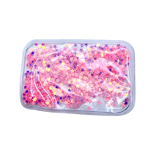 Pink Rectangle Bow 45x70mm Soft Star Glitter Filled Resin Shaker, Embellishments For Diy Headbands, Hair Centers, Flat Back Shaker