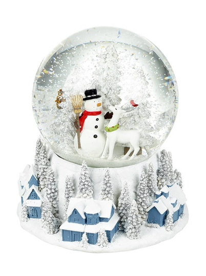 Snow Globe, Snowman, Deer, Water Globe, Glass, Forest, Nursery, Office, Living Room Decoration, Winter Wonderland