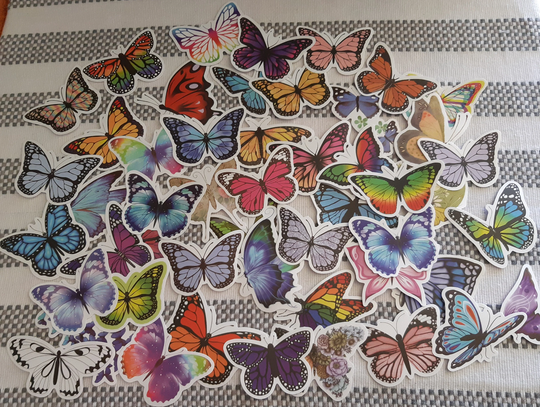Butterfly Stickers, 50Pcs Pack, For Laptop, Skateboard, Guitar, Stationery, Stickers Diy, Fridge, Car, Bottle, Decals