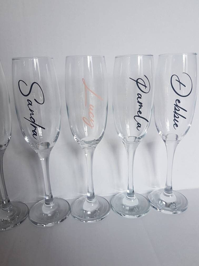 Personalised Champagne Glass, Flute, Wedding, Bride To Be, Bridesmaid, Birthday, Celebration, Graduation Gift, Prosecco Flute