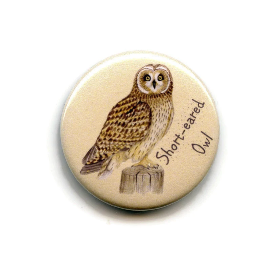 Short-Eared Owl Magnet, Bird Of Prey, 38mm Round Button Fridge Memo Board