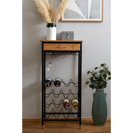 Loft Floor Wine Bottle Rack in Black/Brown