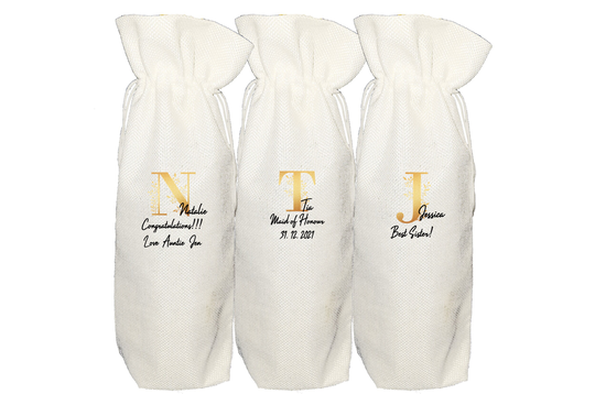 Personalised Wine Bottle Bag Gold - Prosecco Champagne Gift