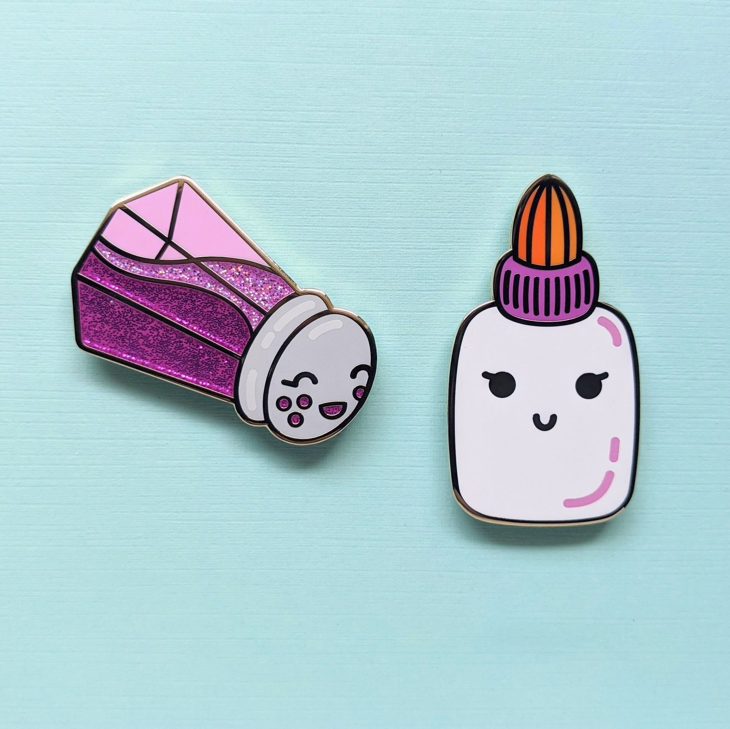 Crafty Enamel Pins - Glitter Shaker Pin Glue Arts & Crafts Elementary School Teacher Gift Art