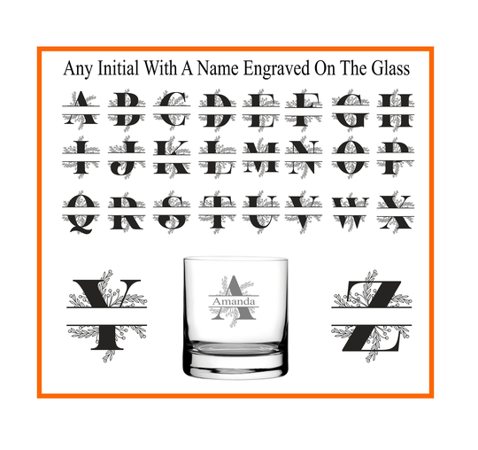 Personalised Whisky, Gin Initial Glass Side Double Old Fashioned 11.5Oz | 33Cl
